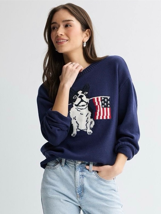 Jollidays Sweaters - New with tags Navy Flag dog Crewneck Sweater size XL
